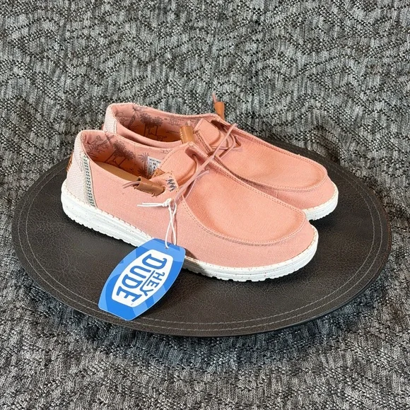Hey Dude Wendy Washed Canvas Sneaker Rose cloud 8 - Picture 1 of 8